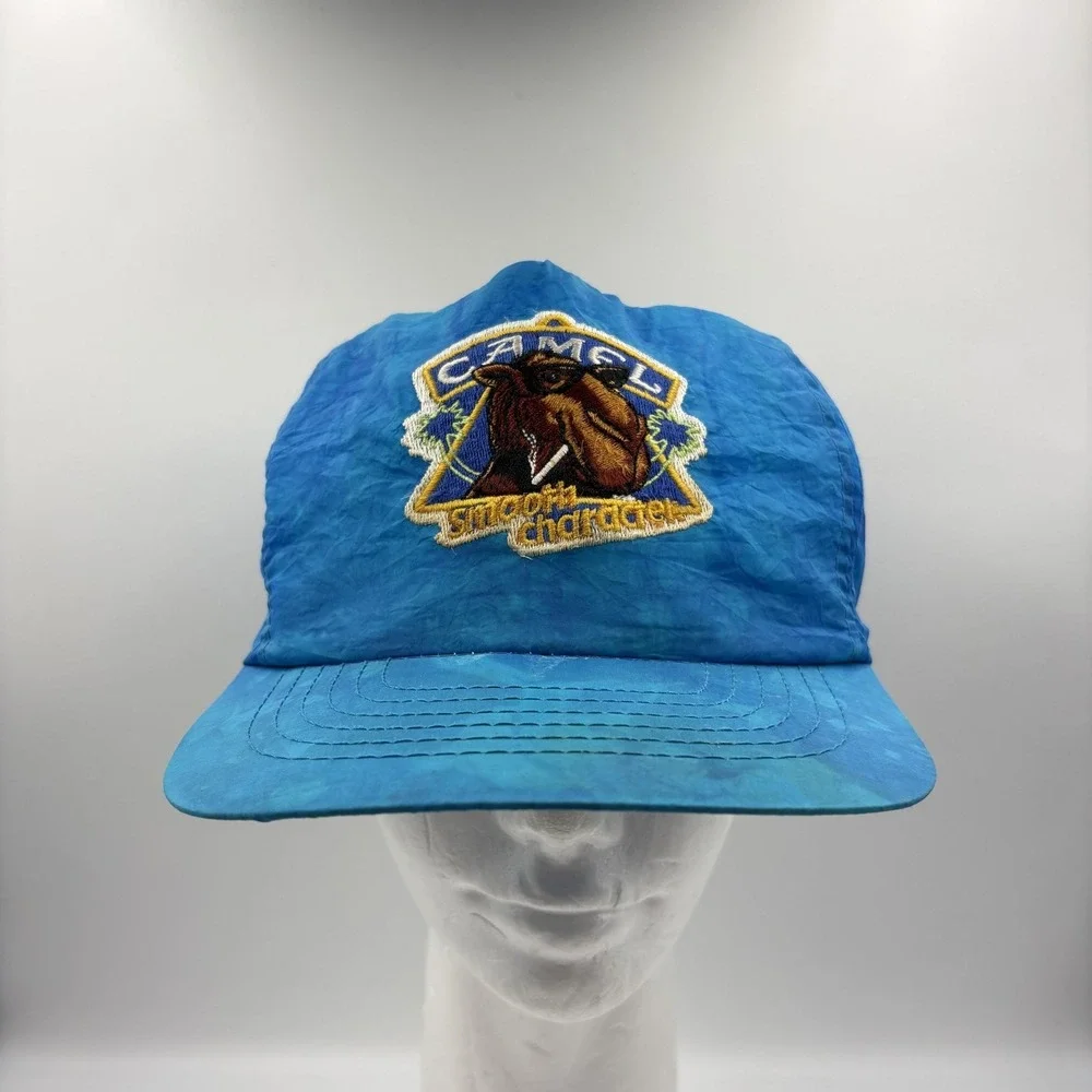 Vintage Camel Joe Camel Blue Nylon Adjustable Snapback Hat Cap Smooth Character